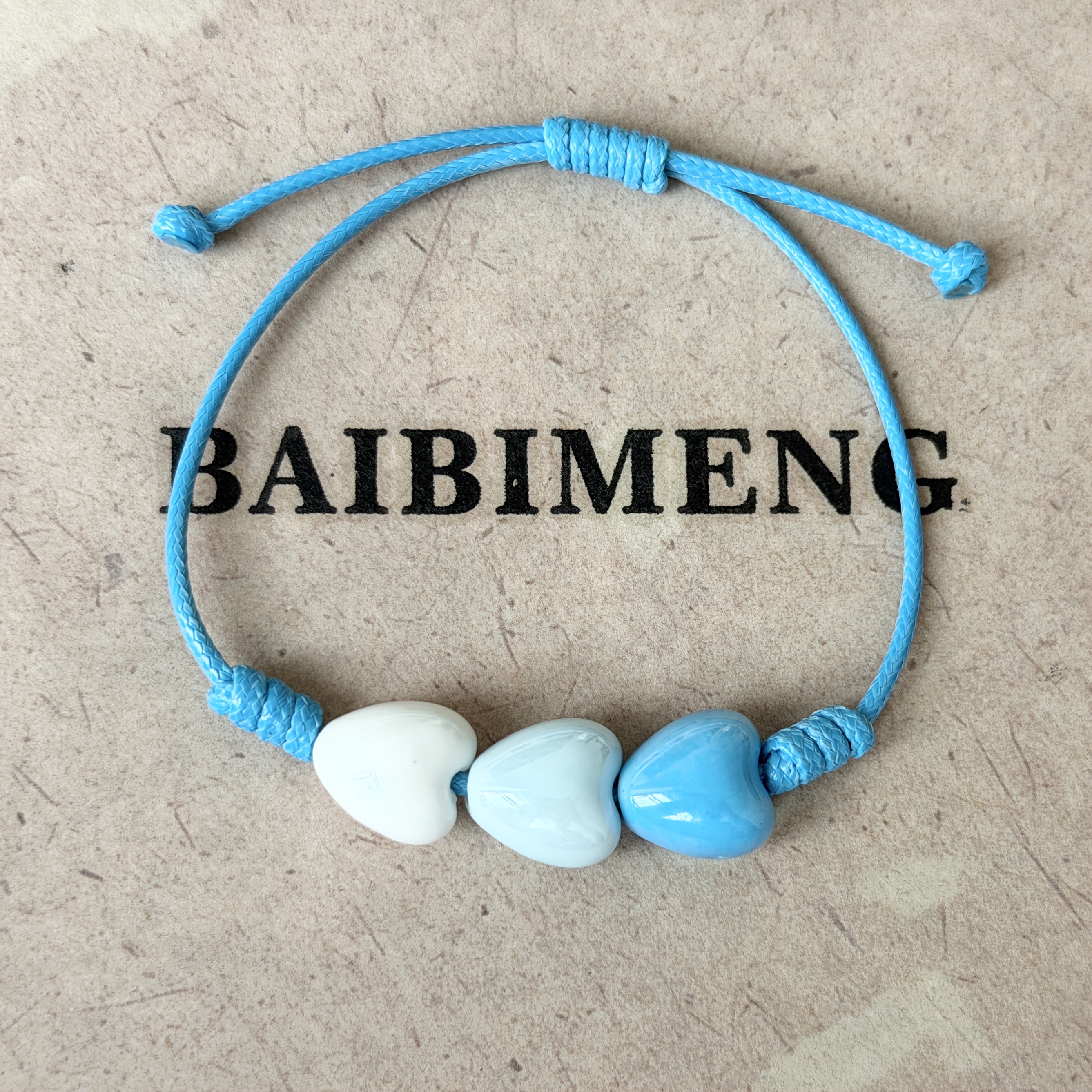 Women's Hand-woven Blue Gradient Heart Bracelet, Seaside Gift